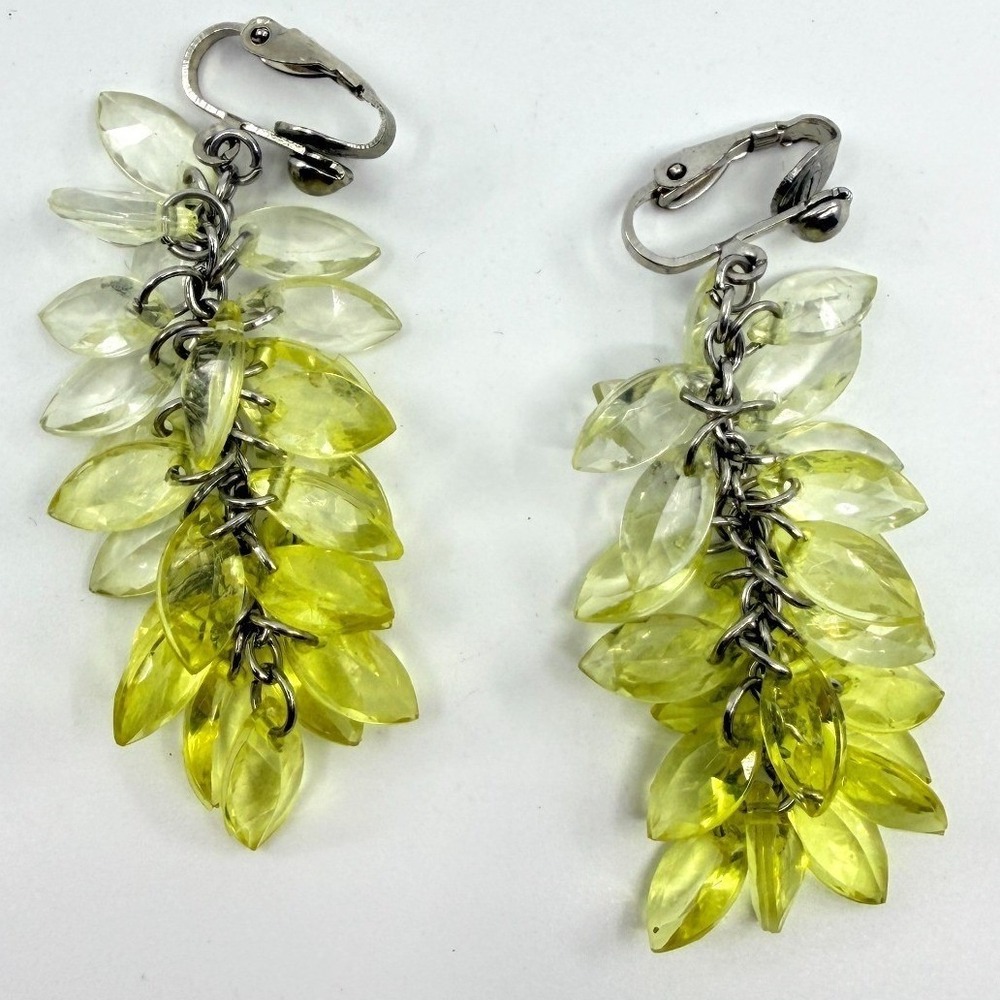 Statement Y2K Yellow Crystal Cluster Dangle Earrings Boho Festival Layering Gift